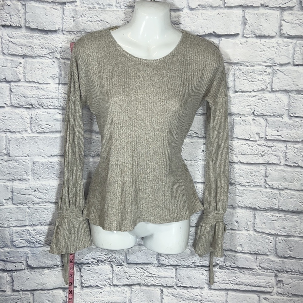 Lucky Brand women's fashion knit tie sleeve rib pullover top - Picture 4 of 14